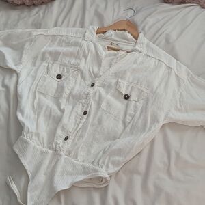 White Button-Up Women's Bodysuit